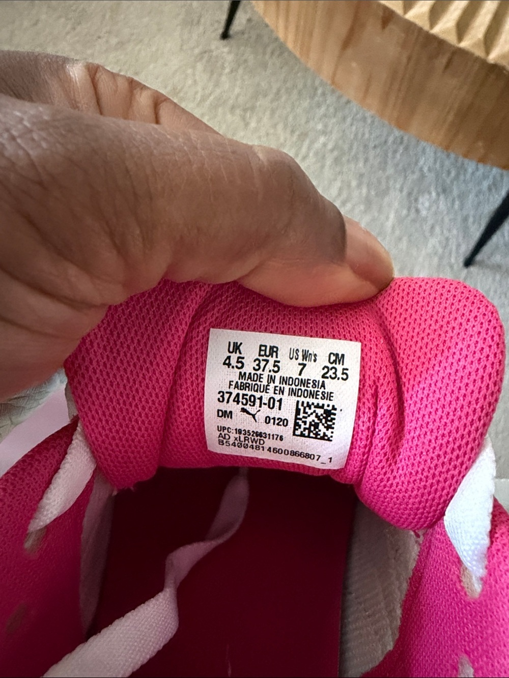 Puma White Sneakers with Neon Yellow Soles and Pink Lining - Picture 7 of 8